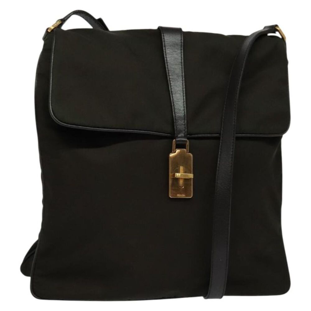 Prada Vintage Flap Messenger Tessuto Khaki Nylon Shoulder Bag Bag
